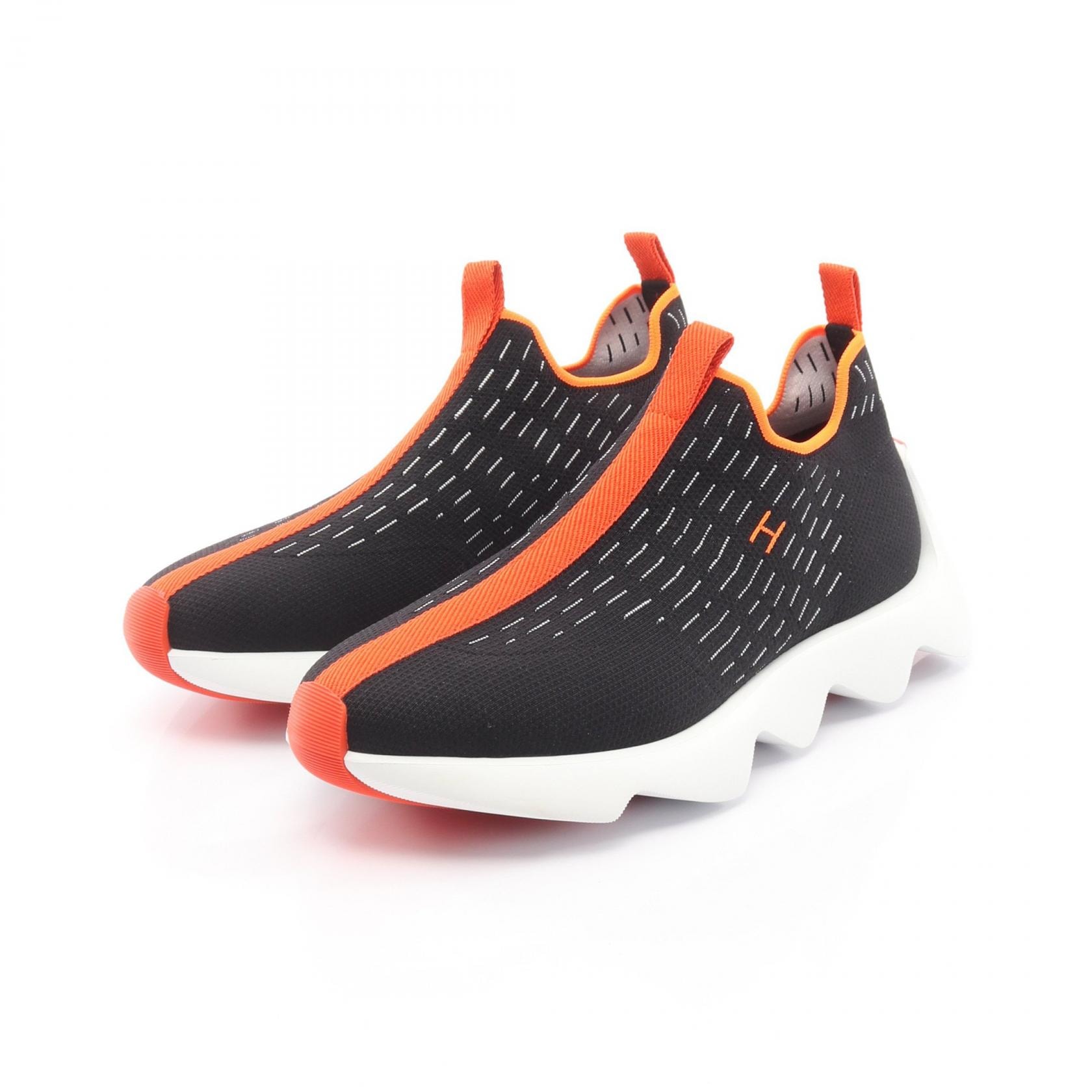 エルメス HERMES ECLAIR エクレール スリッポン 靴 ファブリック ホワイト メンズ ブラック系 / ホワイト系 / オレンジ系 【中古】