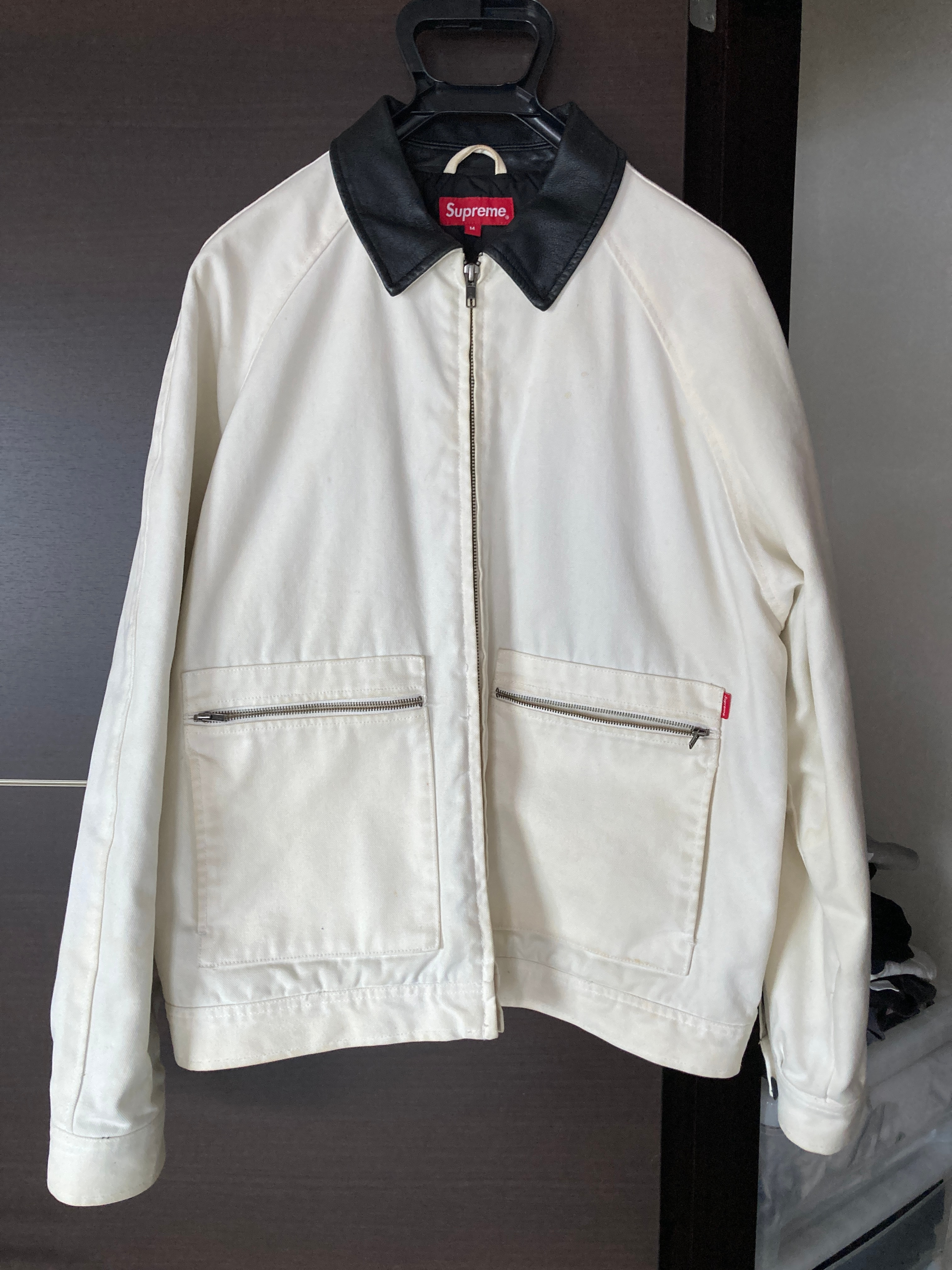 Supreme Leather Collar Work Jacket "Natural"