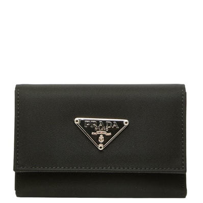 プラダ 三角ロゴプレート キーケース ブラック ナイロン レディース PRADA 中古