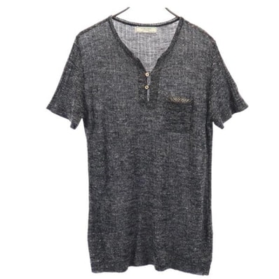 ZARA MAN ザラマン 半袖 ヘンリーネック ニット L ブラック系
