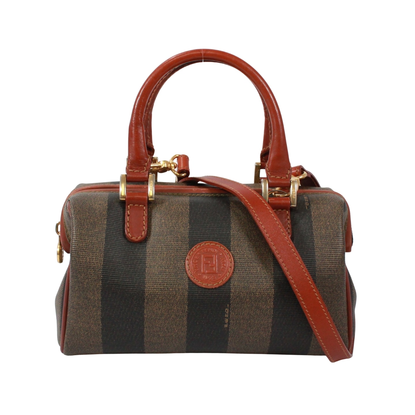 D (傷や汚れあり)】フェンディ 2Wayミニボストンバッグペカン柄