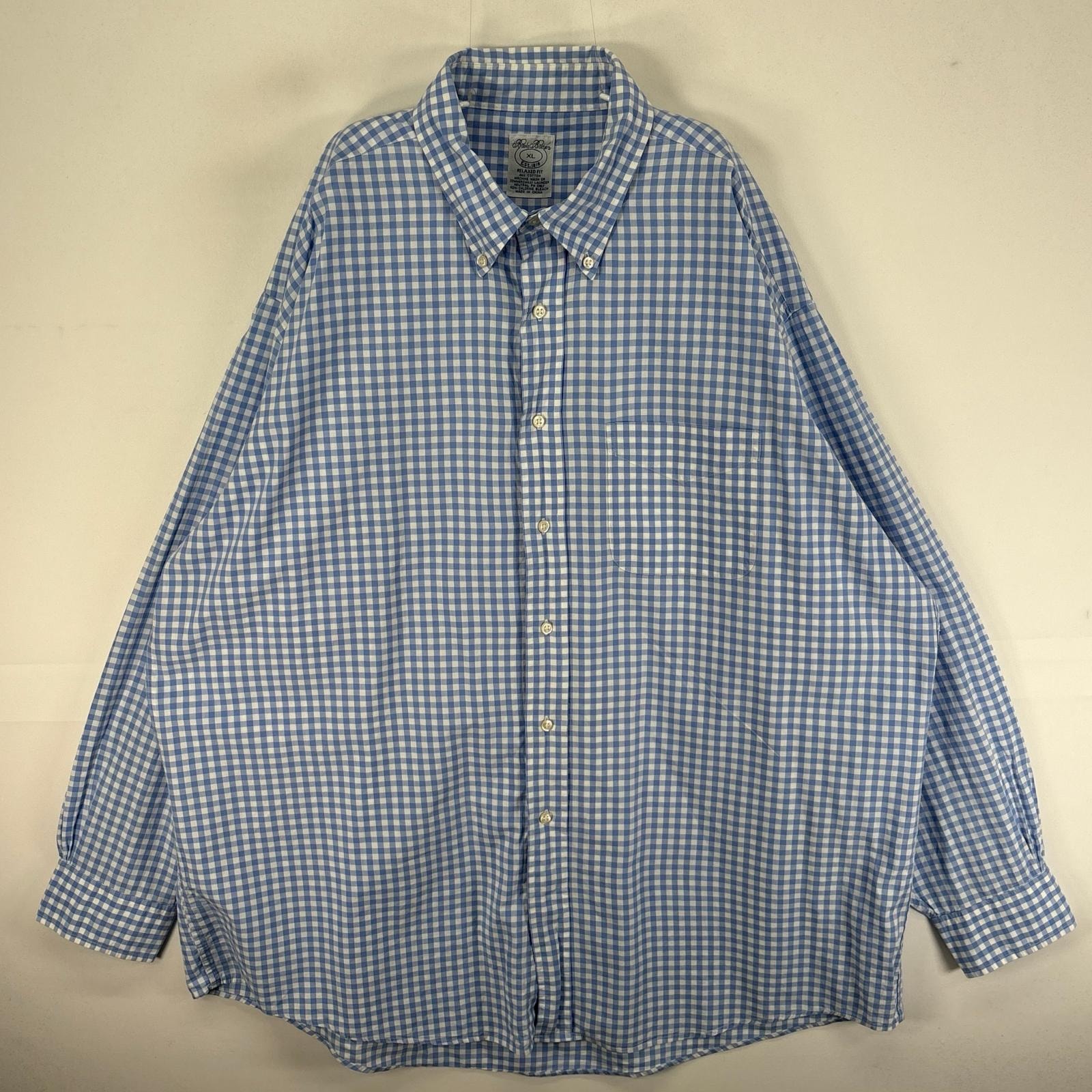 古着 ブルックスブラザーズ Brooks Brothers 長袖シャツ ボタンダウン 胸ポケ XL ブルー系 チェック メンズ