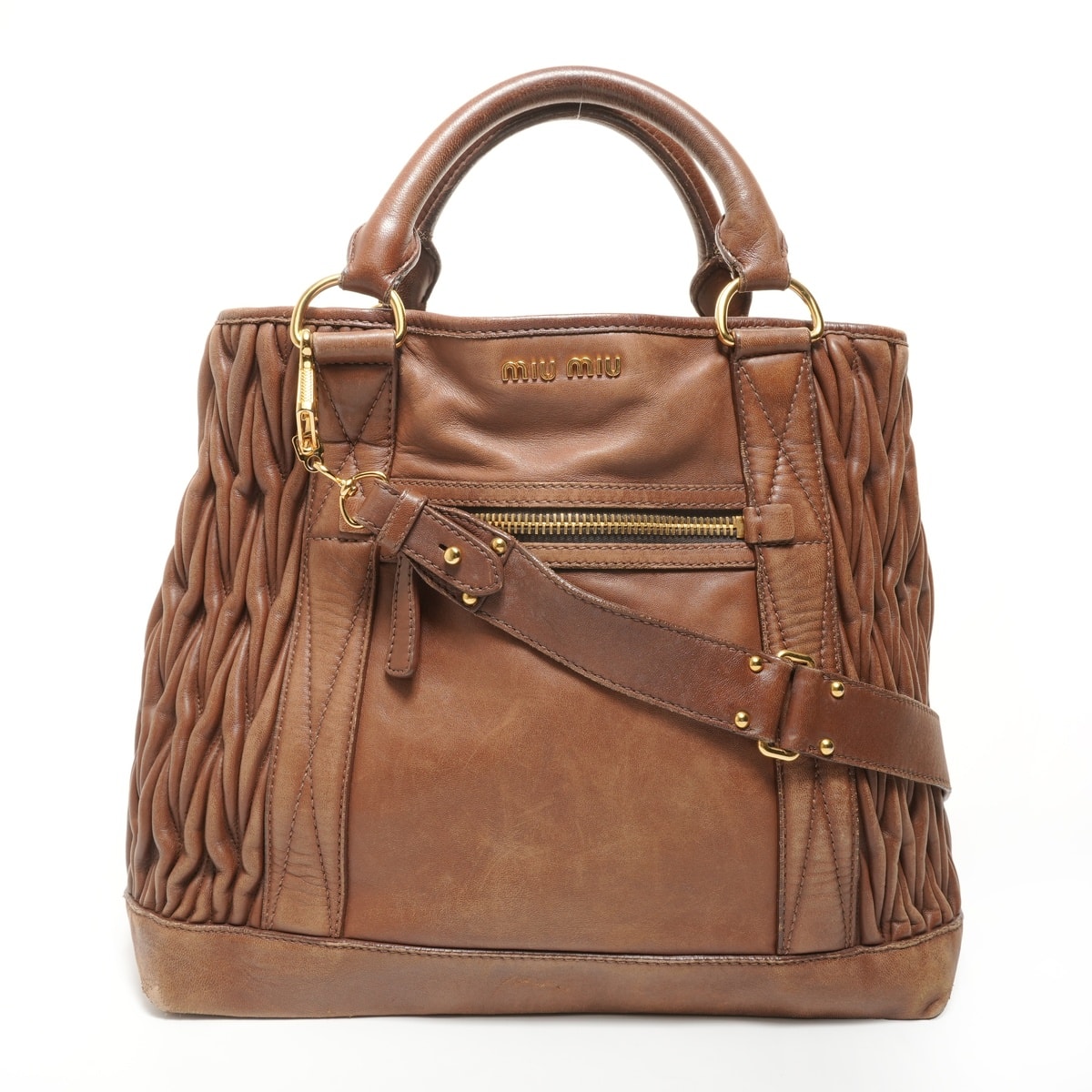 ミュウ ミュウ Miu Miu マトラッセ レザー 2WAY ハンドバッグ【中古】