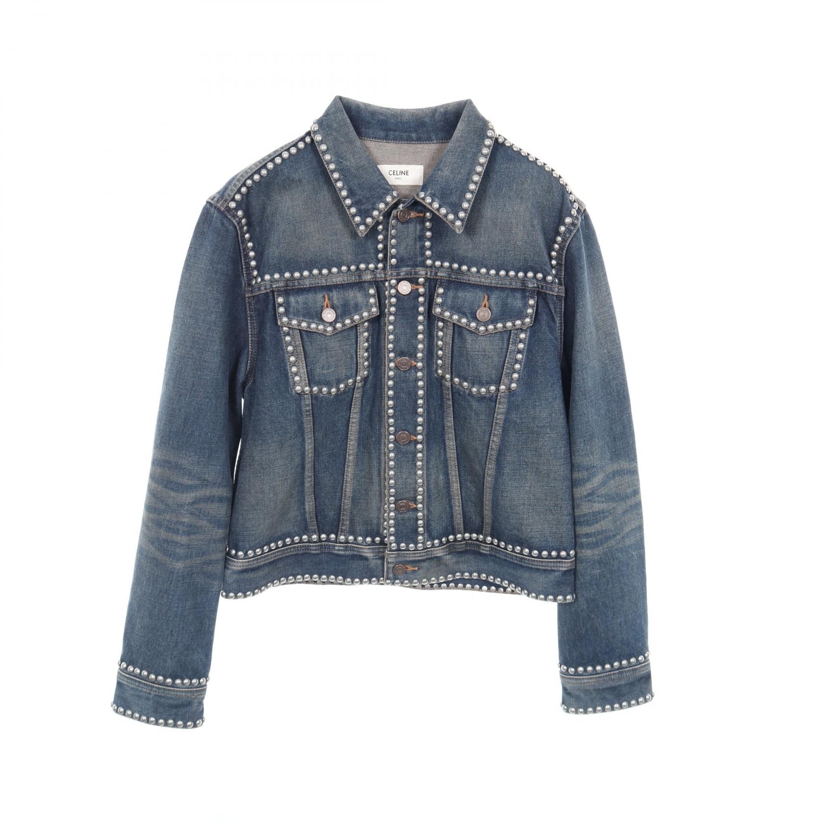 セリーヌ CELINE デニムジャケット 衣料品 アウター コットン レディース ネイビー系 【中古】