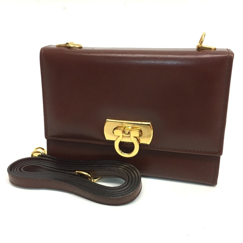 サルヴァトーレフェラガモ Salvatore Ferragamo ポシェット ガンチーニ   カバン ウォレットバッグ ショルダーバッグ レザー ブラウン