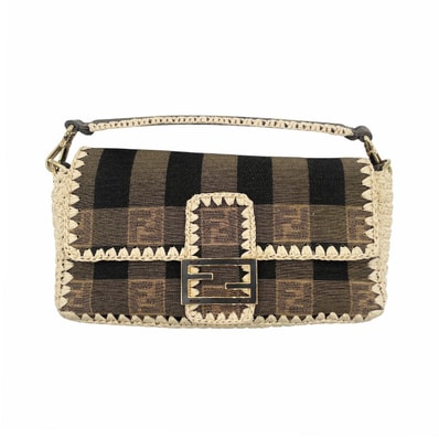 FENDI フェンディ ペカン柄 ジャガード ハンドバッグ
マンマバゲット 2WAY ハンドバッグ ラフィア メタル ブラウン レディース
【中古】