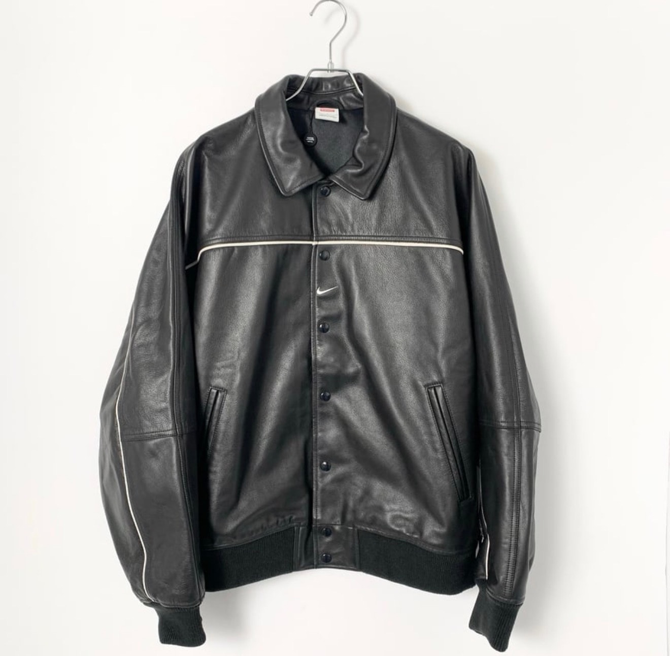 Supreme x Nike Leather Varsity Jacket "Black"