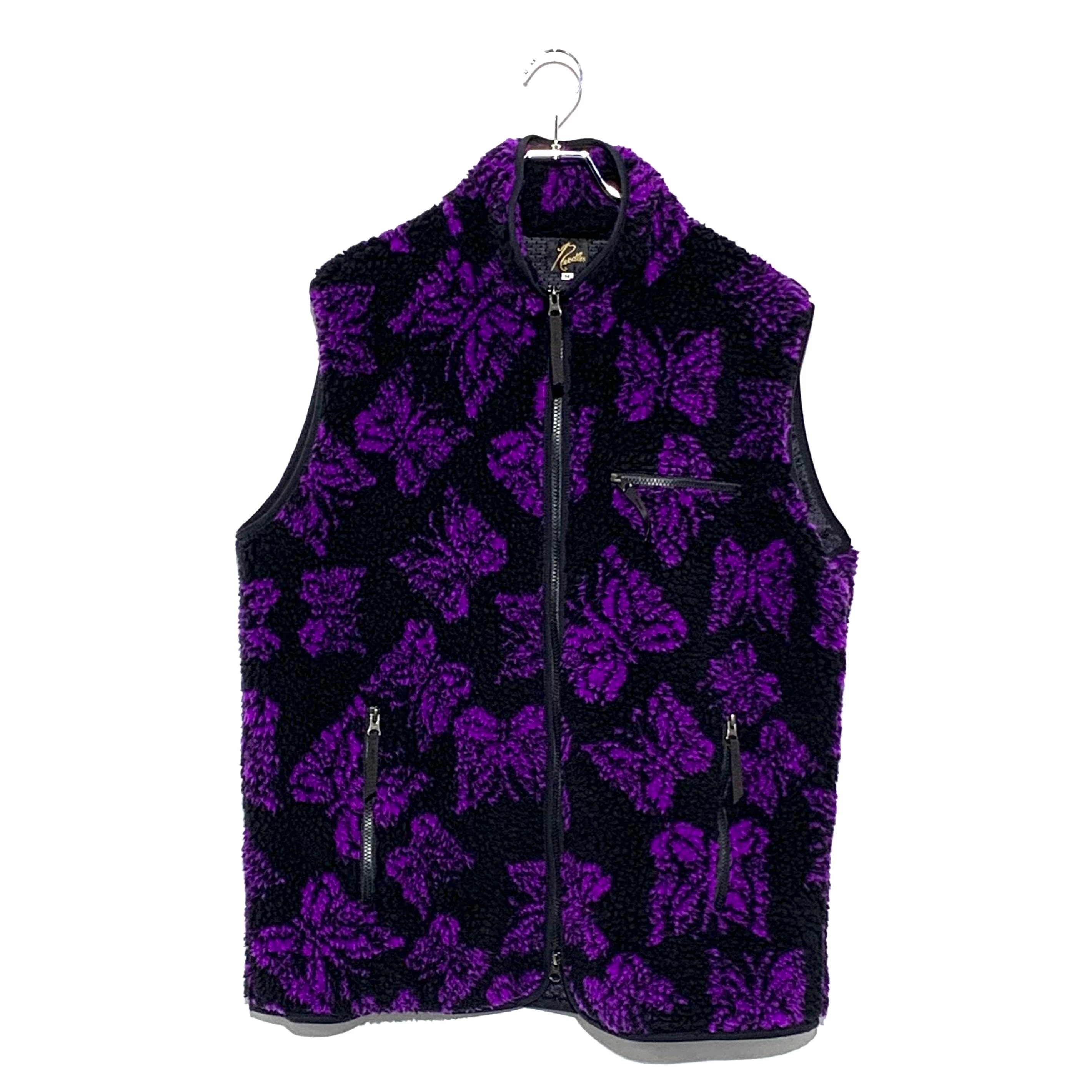 Needles x Beams Boa Fleece Vest "Black/Purple"