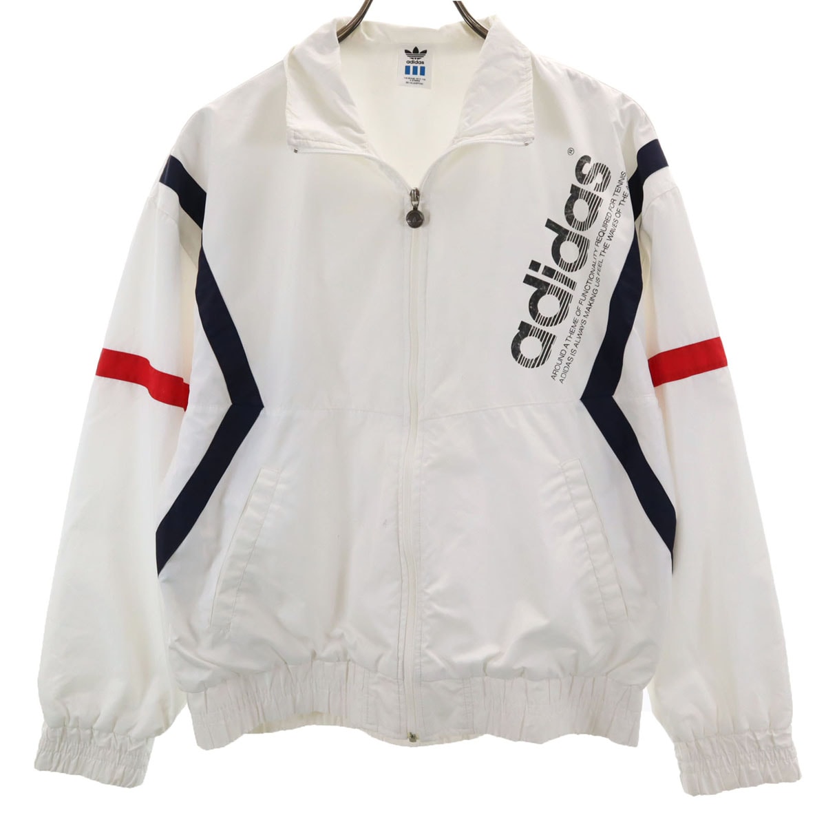 adidas アディダス 80s ヴィンテージ トレーニング ウインドブレーカー M ホワイト 裏トリコット デサント