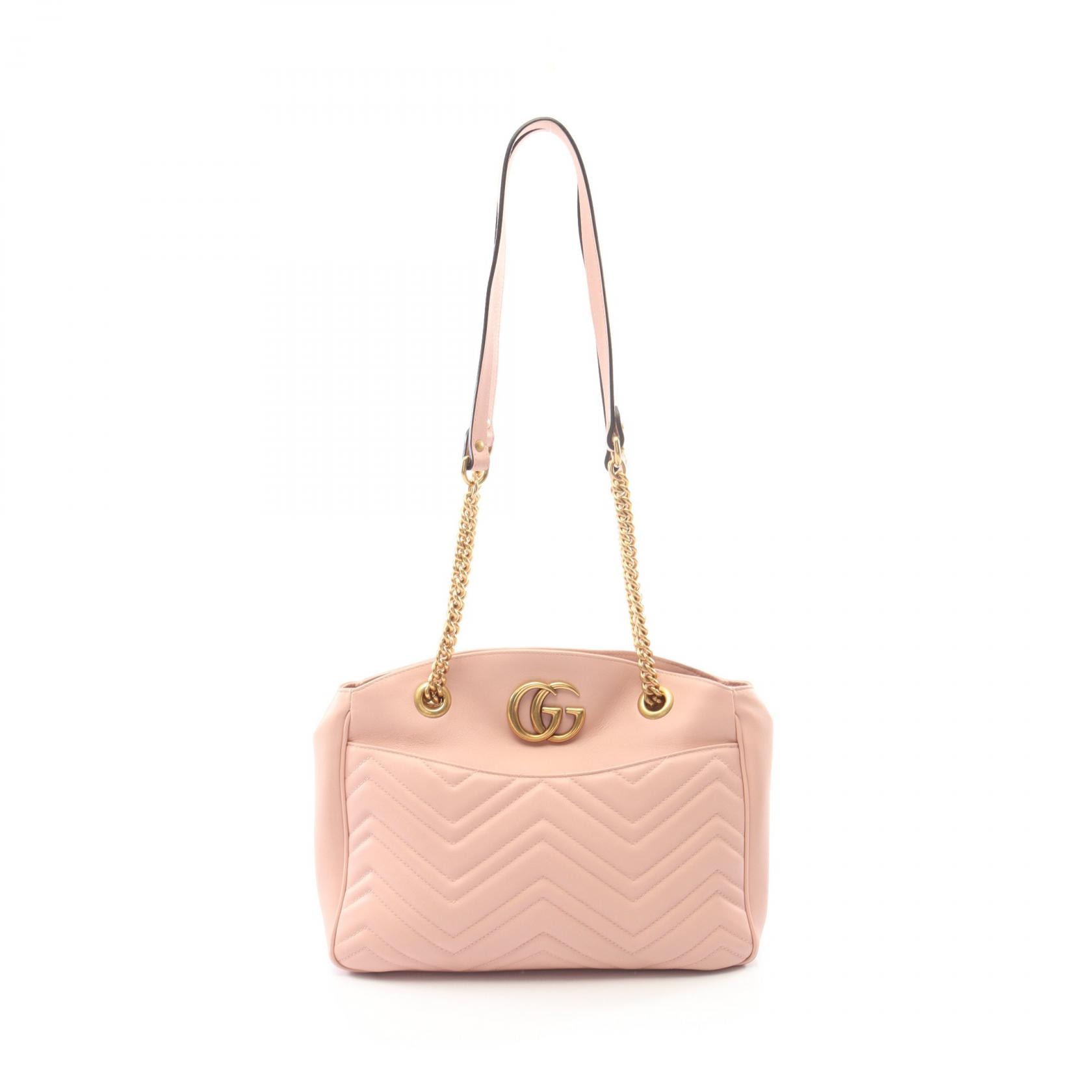 グッチ GUCCI GGマーモント ショルダーバッグ バッグ レザー レディース ピンク系 443501 【中古】
