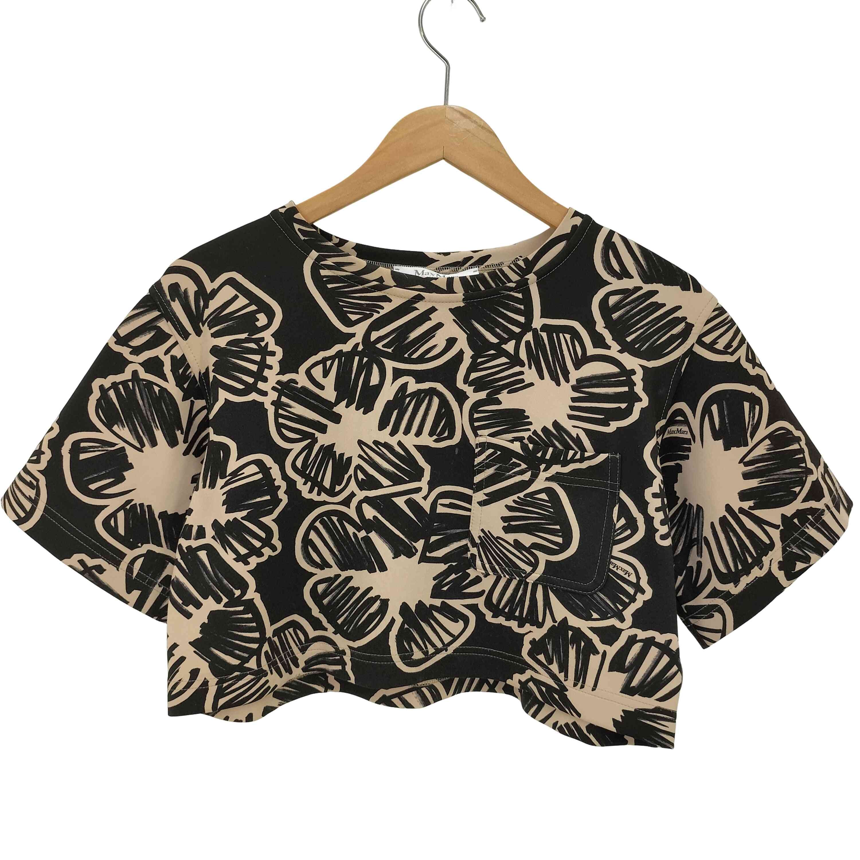 白タグ 総柄 クロップド フラワーペイント ジャージートップス【1139563302708】