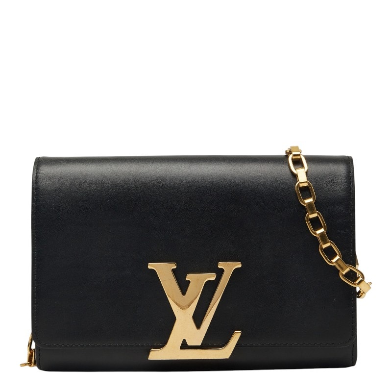 ルイ ヴィトン ポシェット ルイーズMM チェーン ショルダーバッグ M94335 ブラック レザー レディース LOUIS VUITTON 【中古】