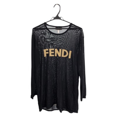 美品 FENDI フェンディ シースルー サイズ42 ブラック 黒 ゴールド ポリエステル 長袖Tシャツ 601748 【中古】