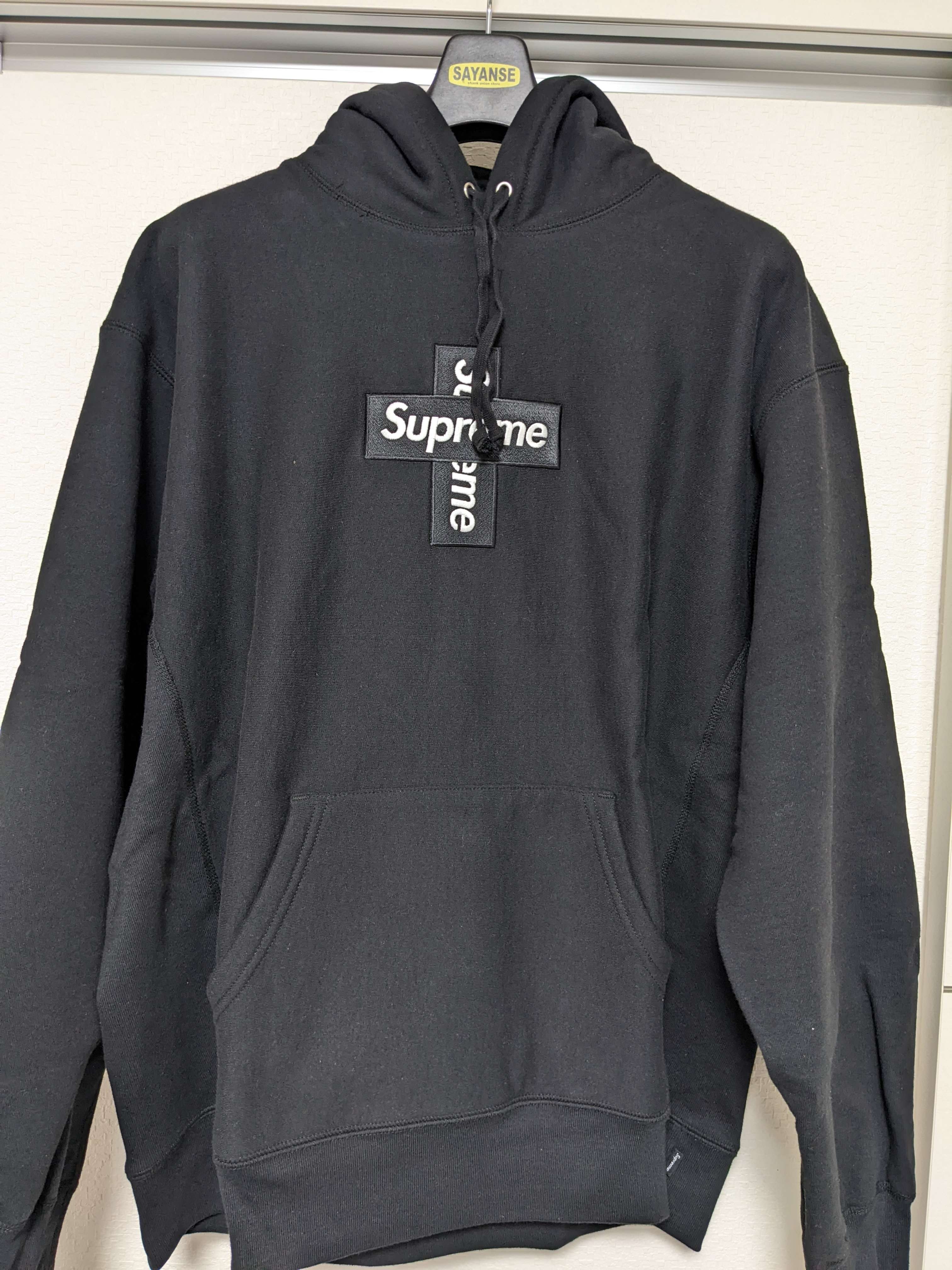 Supreme Cross Box Logo Hooded Sweatshirt "Black"