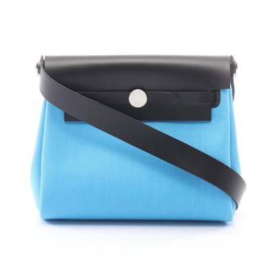 エルメス HERMES エールバッグジップ ミニ ショルダーバッグ バッグ キャンバス レザー トワルミリタリー / ヴァッシュハンター トワルミリタリー W刻印(2024年製造) レディース ブルー系 / ブラック系 / ブルーリヴィエラ 【中古】