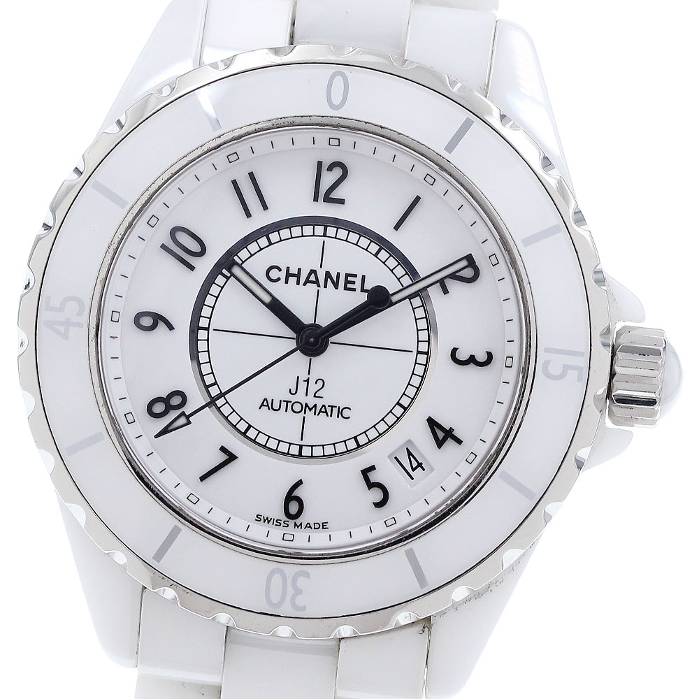 ☆良品 ★保 シャネル J12 白セラミック H0970 メンズ 【中古】