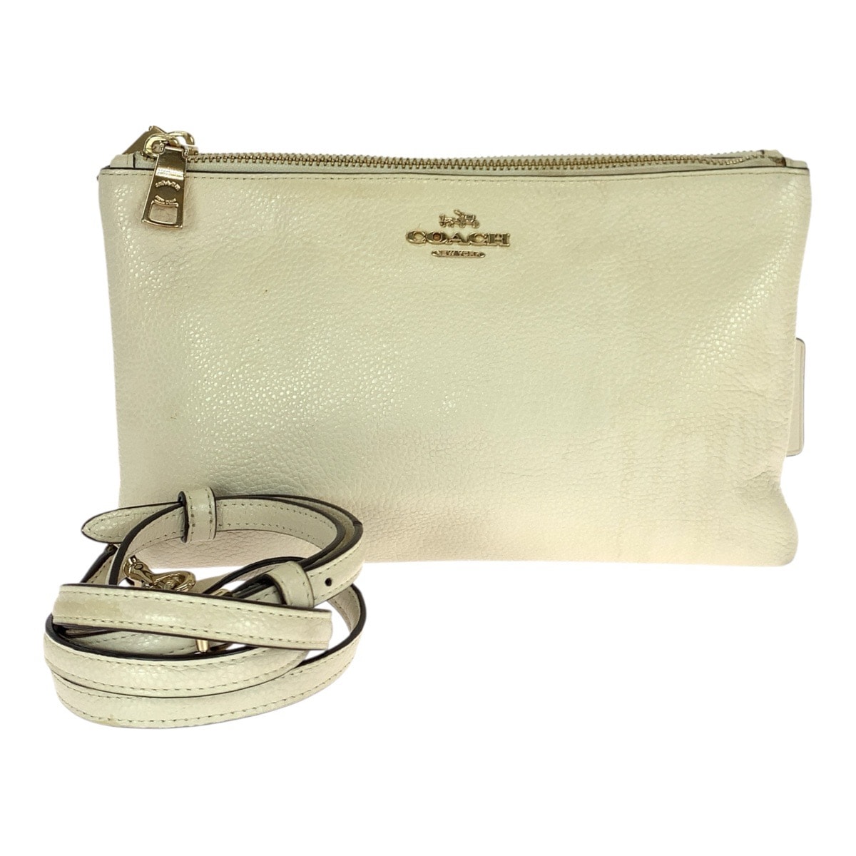 COACH コーチ レイラ オフホワイト ゴールド金具 レザー ショルダーバッグ 600816 【中古】