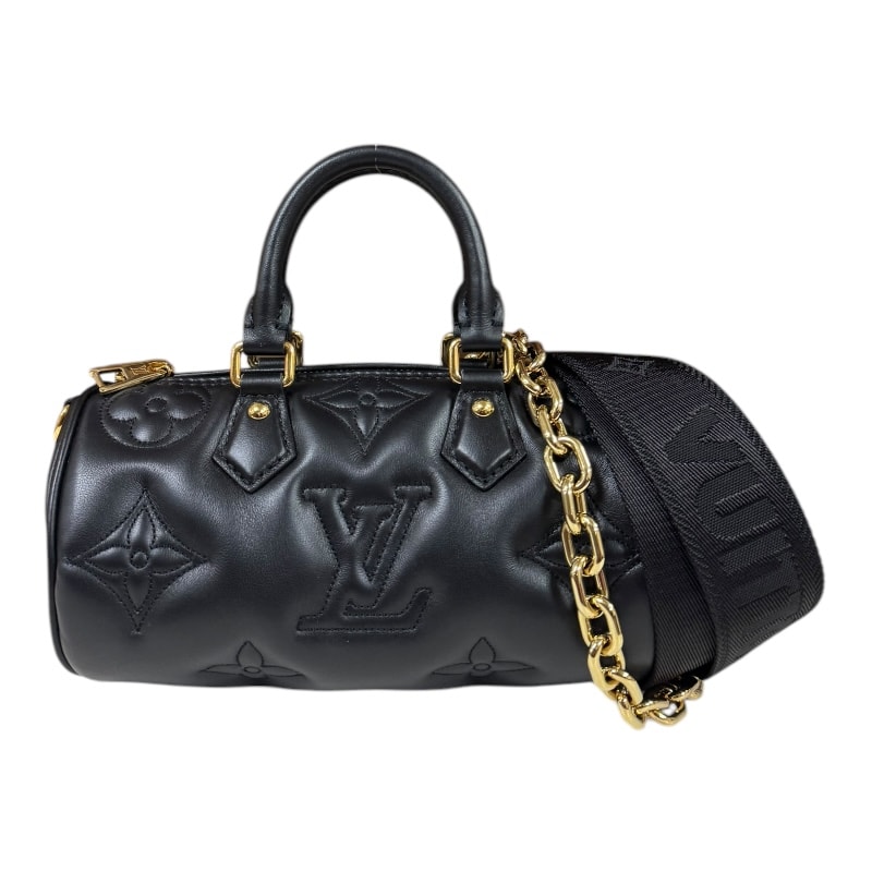 ルイヴィトン パピヨンBB バブルグラム ショルダーバッグ レザー M59800 ブラック レディース LOUIS VUITTON 中古