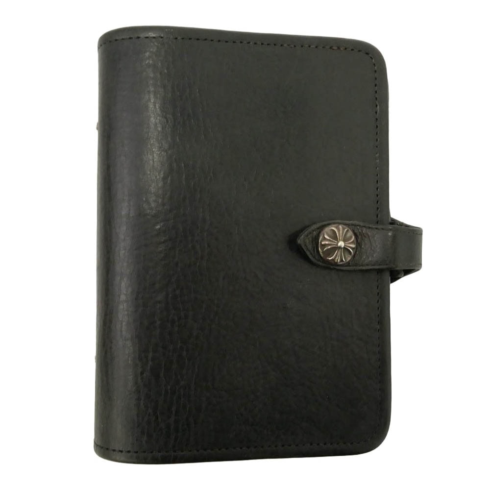 CHROME HEARTS クロムハーツ(原本無) AGENDA PLAIN アジェンダ クロスボールボタン レザー 手帳カバー ブラック系【中古】