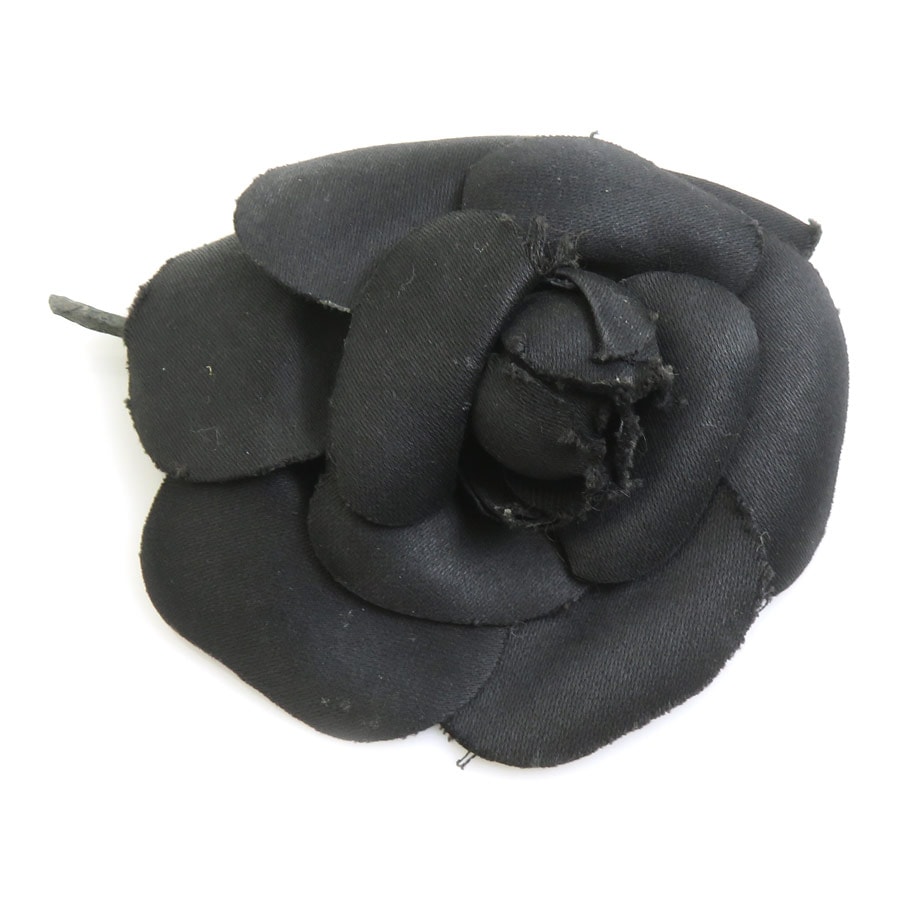 シャネル CHANEL ブローチ コサージュ カメリア テキスタイル ブラック レディース【中古】 h32084i