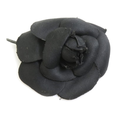 シャネル CHANEL ブローチ コサージュ カメリア テキスタイル ブラック レディース【中古】 h32084i