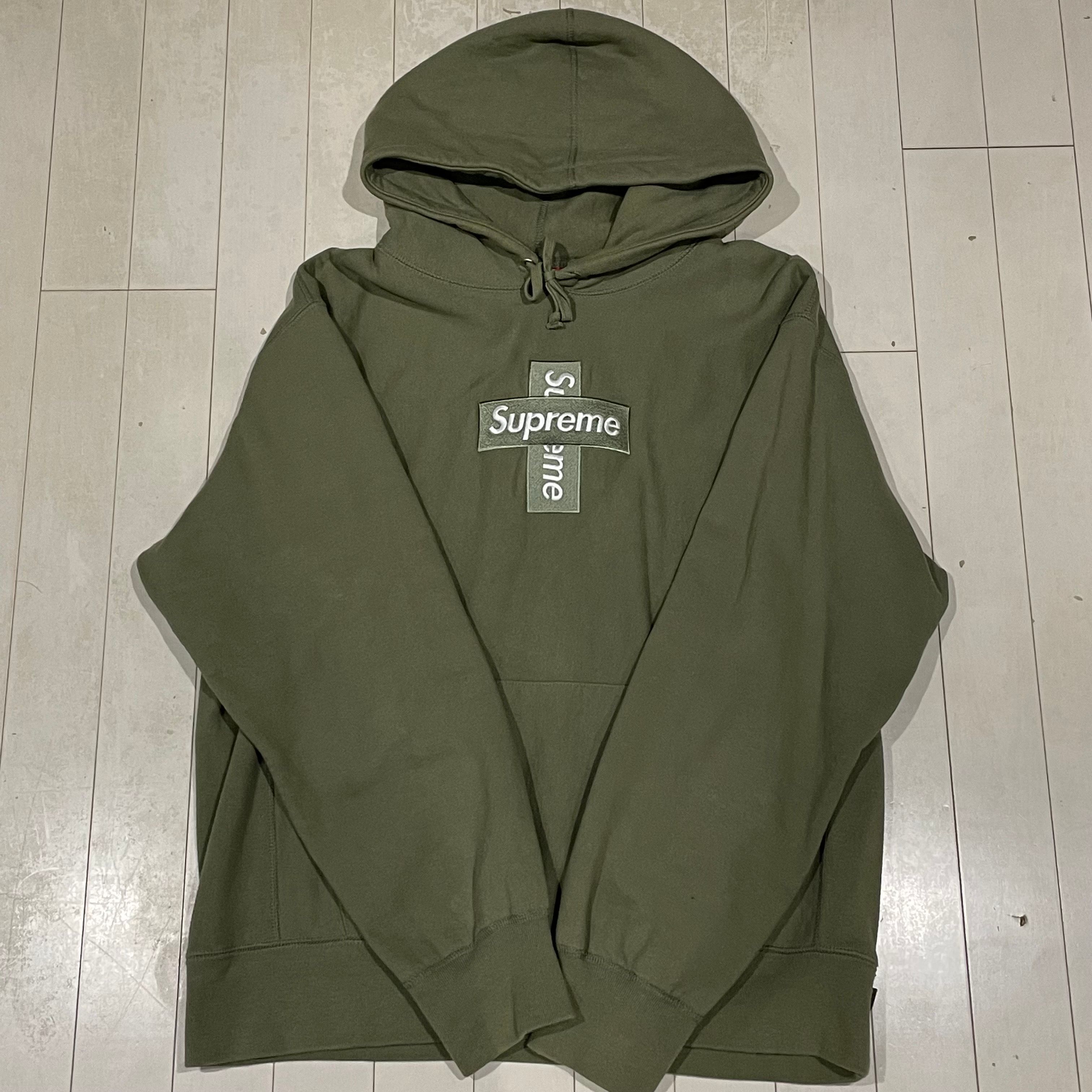 Supreme Cross Box Logo Hooded Sweatshirt "Light Olive"