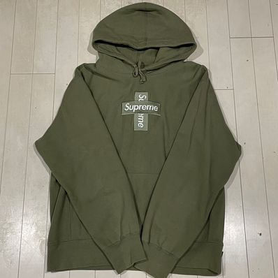 Supreme Cross Box Logo Hooded Sweatshirt "Light Olive"