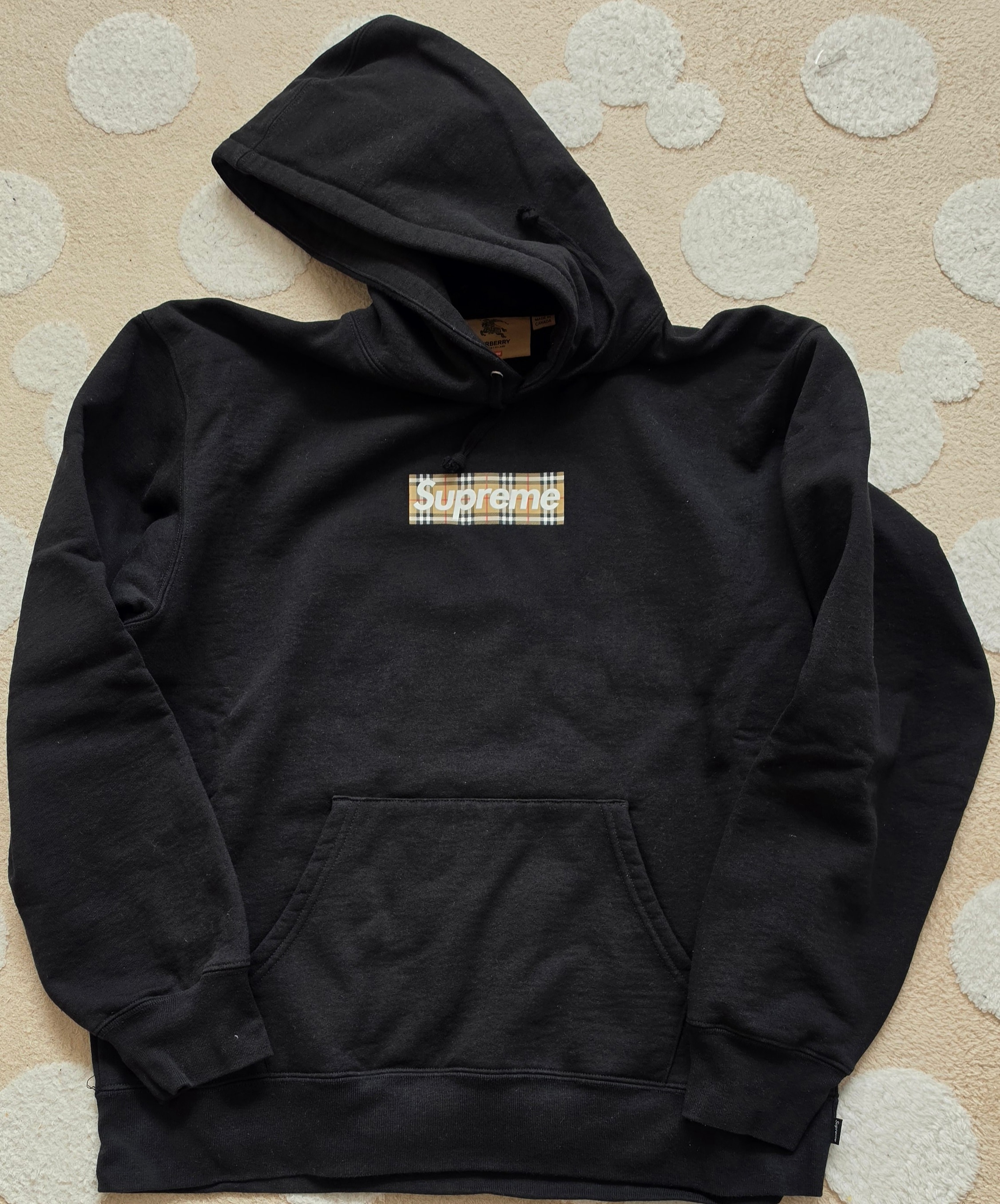 Supreme / Burberry Box Logo Hooded Sweatshirt "Black"