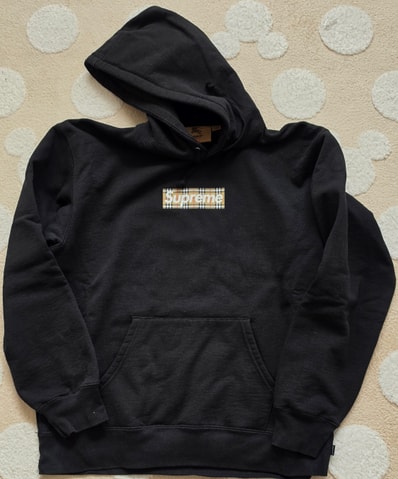Supreme / Burberry Box Logo Hooded Sweatshirt "Black"