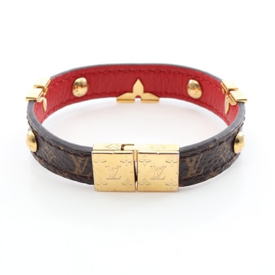 ルイ・ヴィトン LOUIS VUITTON ブラスレ LVクラウン ブレスレット アクセサリー GP(ゴールドメッキ) PVCコーティングキャンバス レッド レディース ブラウン系 / レッド系 / ゴールド系 M6738E 【中古】