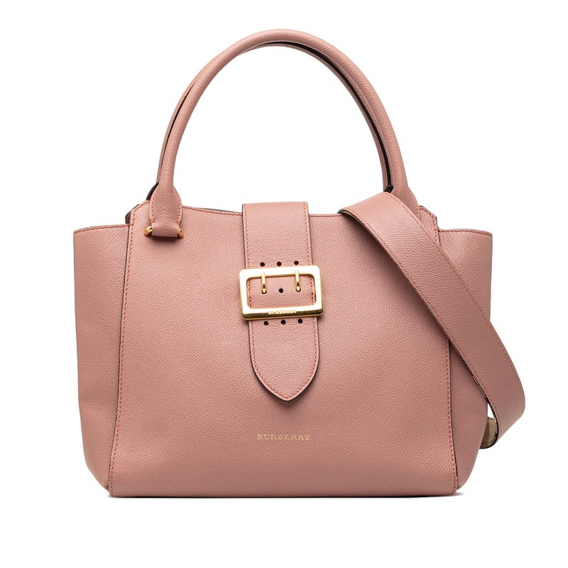 バーバリー ノバチェック バックルトート ハンドバッグ ショルダーバッグ 2WAY ピンク系 パープル系 レザー レディース BURBERRY 【中古】