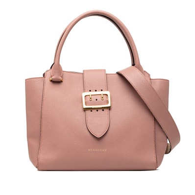 バーバリー ノバチェック バックルトート ハンドバッグ ショルダーバッグ 2WAY ピンク系 パープル系 レザー レディース BURBERRY 【中古】