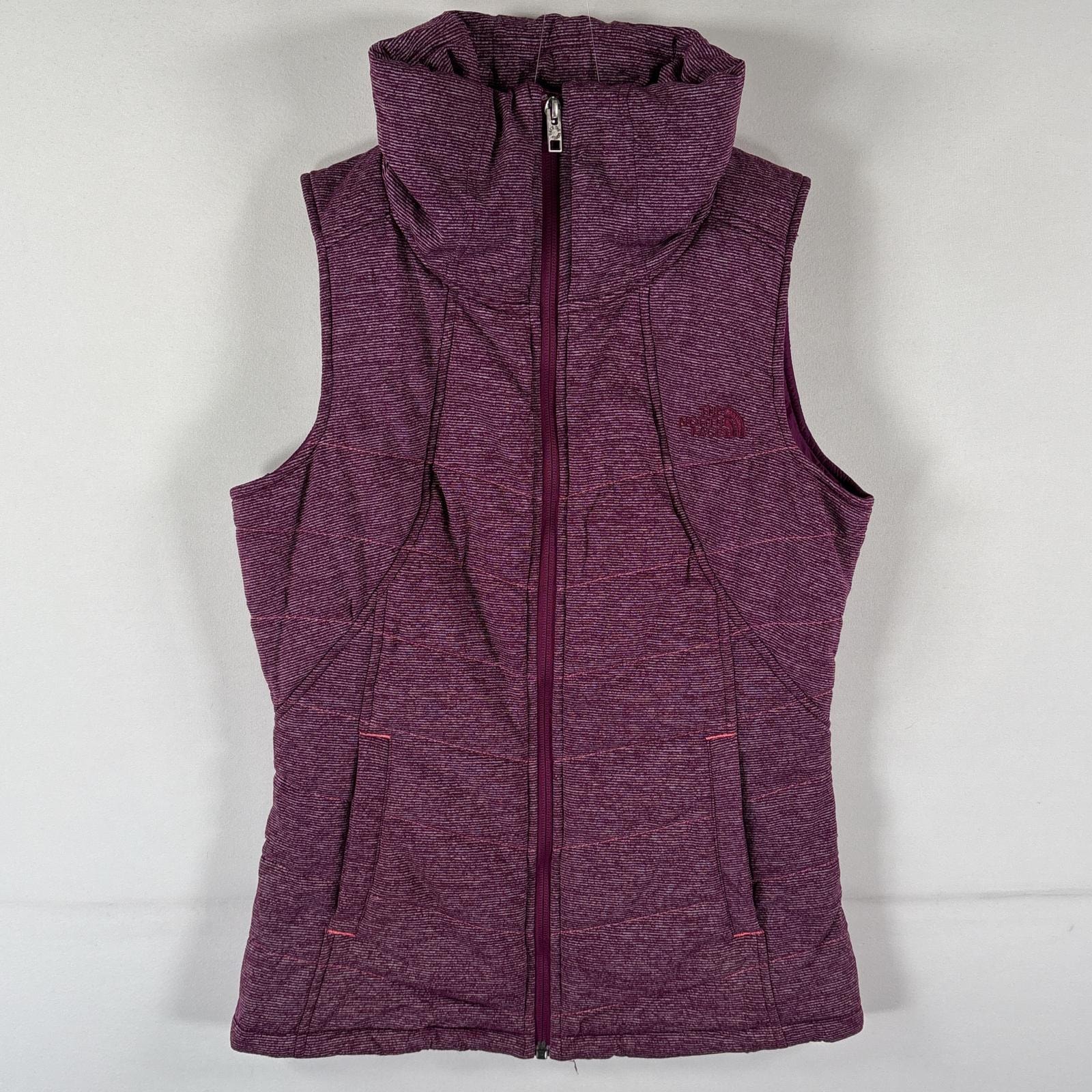 古着 ザ・ノースフェイス THE NORTH FACE 中綿ベスト フルジップ ワンポイントロゴ 襟付き アウトドア XS パープル レディース