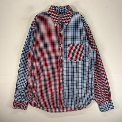 古着 ブルックスブラザーズ Brooks Brothers 長袖シャツ ボタンダウン 胸ポケット S ネイビー系 チェック メンズ