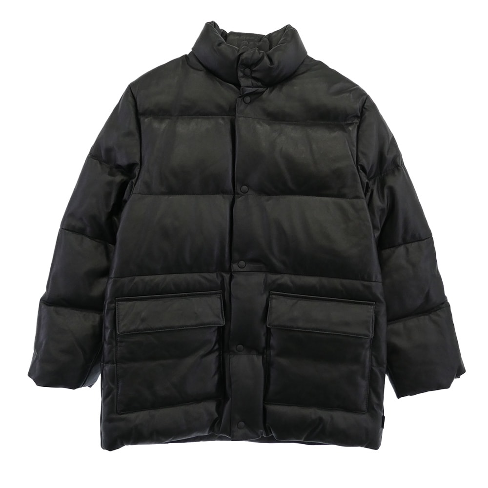 MONCLER モンクレール レザージャケット 42352-00-69010 レザー ダウン ジャケット ブラック系 1【中古】