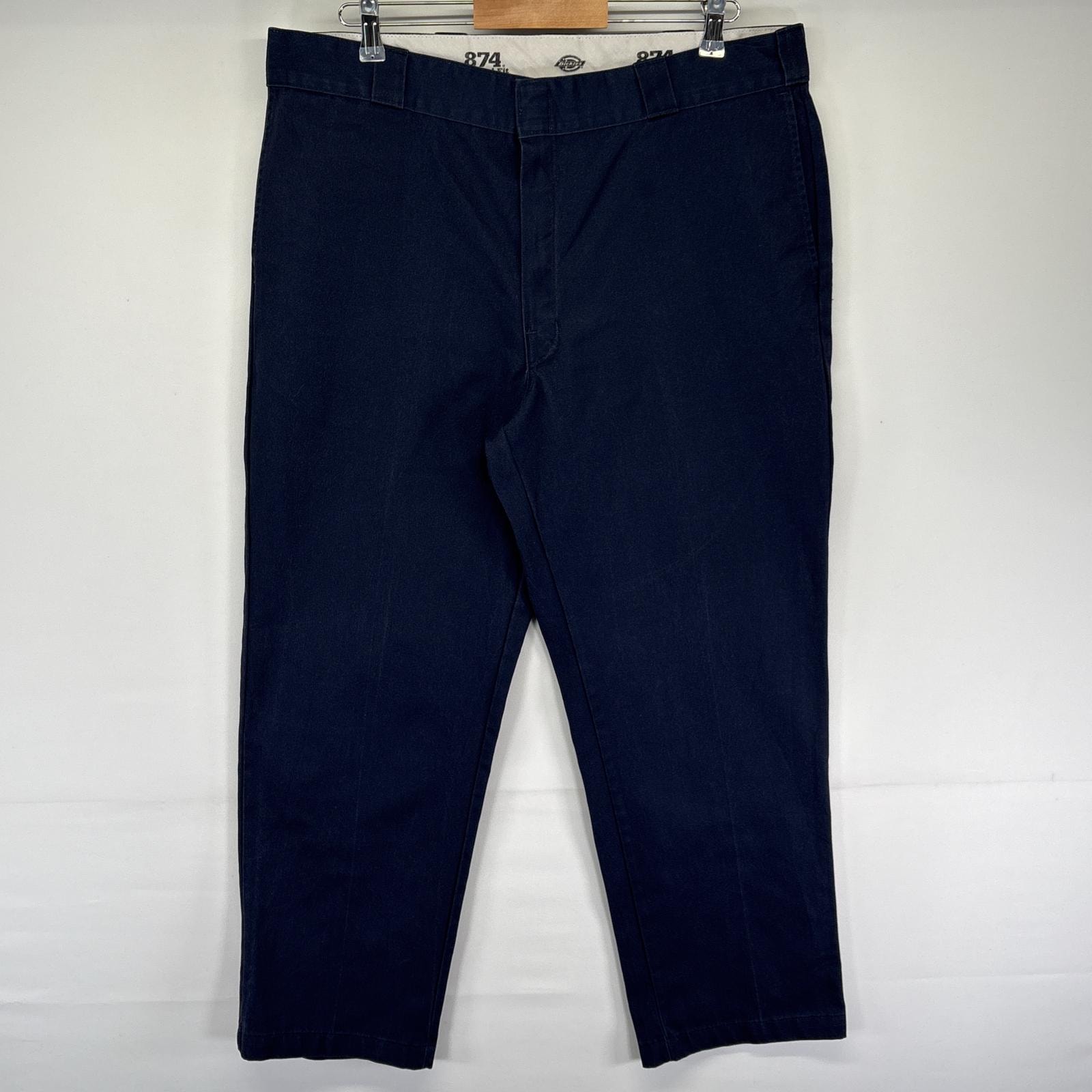 古着 ディッキーズ Dickies ワークパンツ 874 ワンポイントロゴ チノパン ジッパーフライ センタープレス w40 L30 ネイビー メンズ
