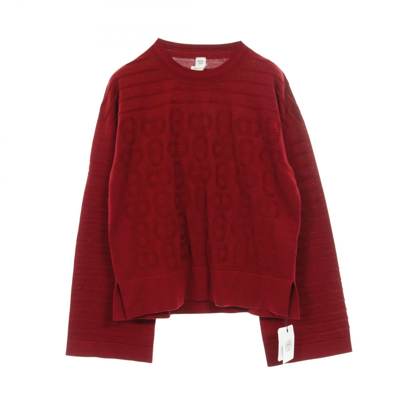 エルメス HERMES シェーヌダンクル ニット 衣料品 トップス シルク コットン シルク レディース レッド系 3E2614D3 【中古】