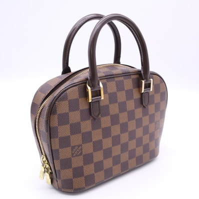 美品 LOUIS VUITTON ルイ・ヴィトン ダミエ サリア ミニ N51286 ハンドバッグ ブラウン ベージュ コーティングキャンバス レザー レディース
