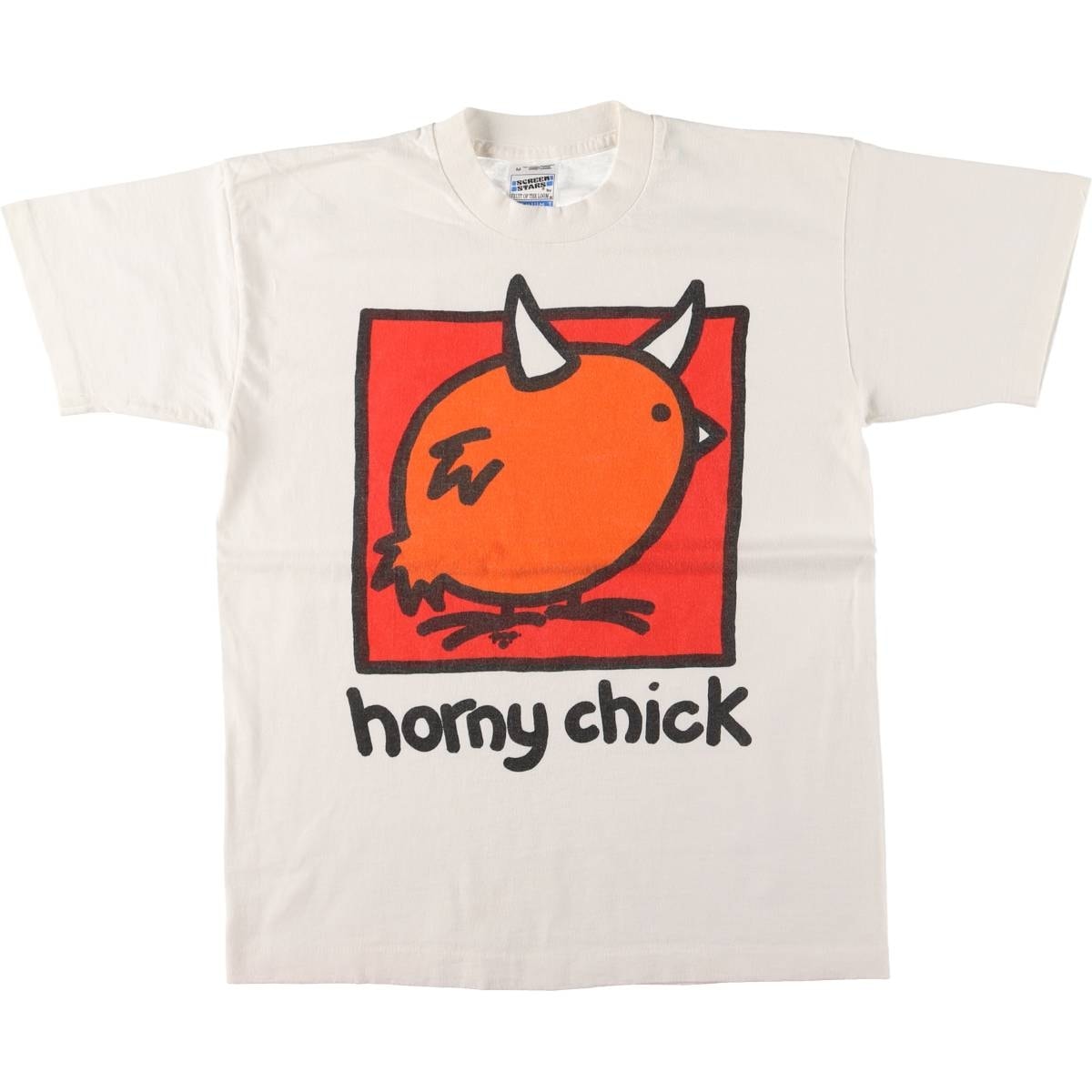 古着 90年代 フルーツオブザルーム FRUIT OF THE LOOM SCREEN STARS スクリーンスターズ HORNY CHICK プリントTシャツ USA製 メンズM相当 ヴィンテージ/eaa549101