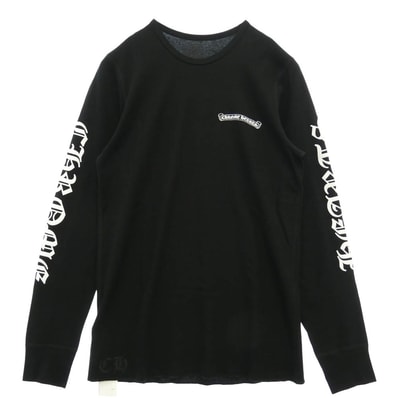 CHROME HEARTS クロムハーツ(原本無) TSHIRT-LS-THERMAL LS 袖ロゴプリント サーマル 長袖 カットソー ブラック ブラック系 XL【新古品】【未使用】【中古】