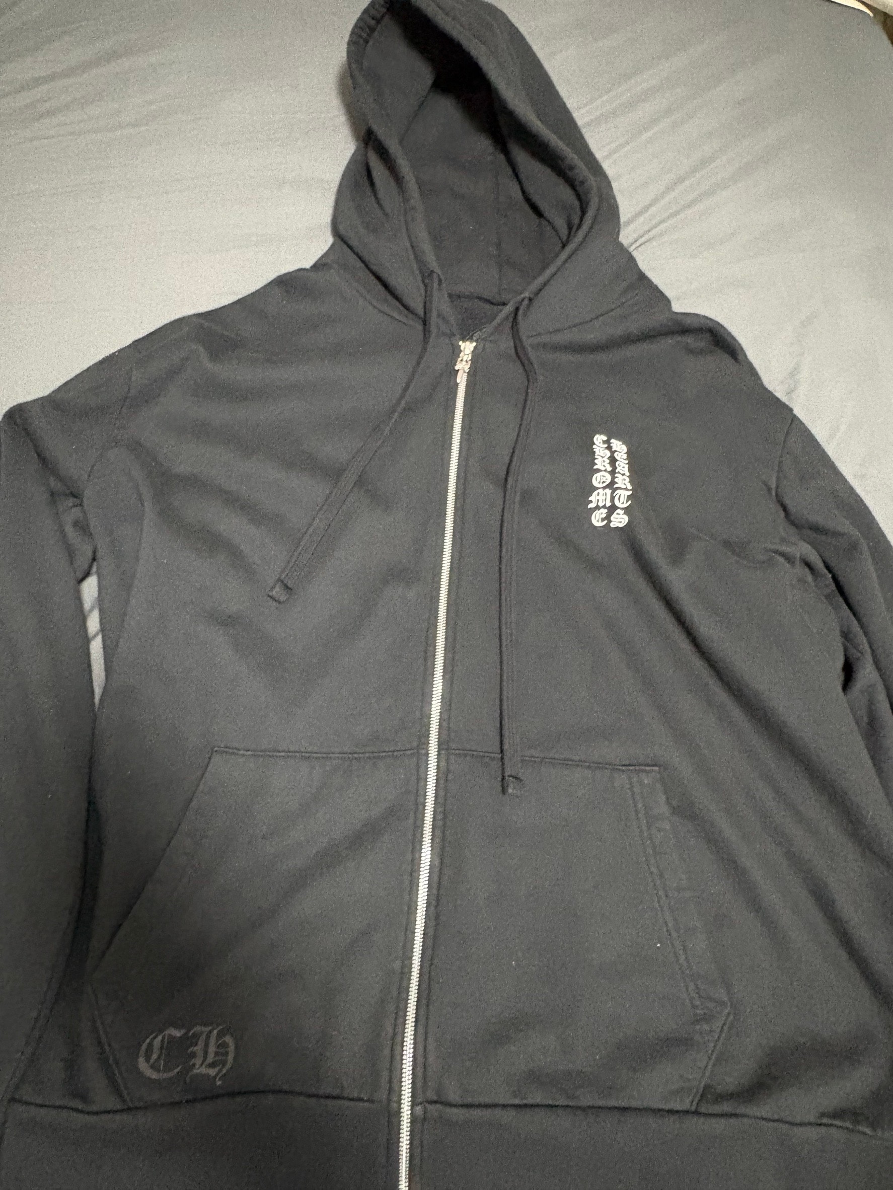 Chrome Hearts Vertical Logo Zip Up Hoodie "Black"