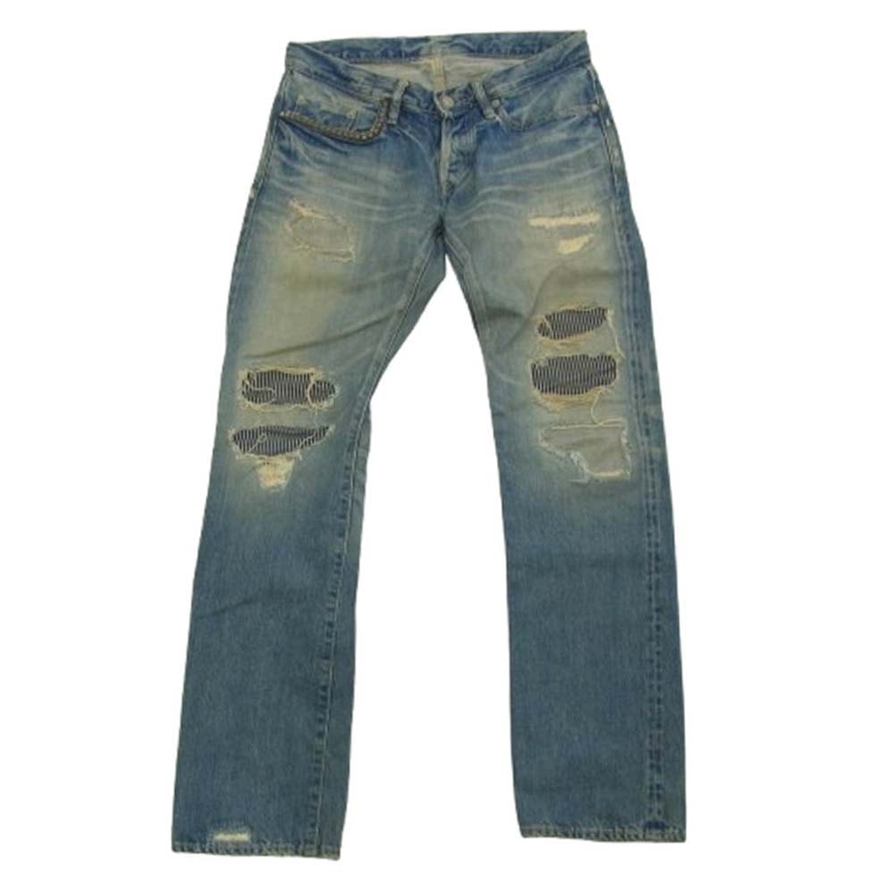 HYSTERIC GLAMOUR ヒステリックグラマー デニムパンツ 0212AP03 SP加工 WR スタッズ ダメージ デニム パンツ インディゴブルー系【中古】