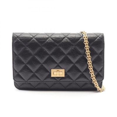 シャネル CHANEL 2.55 マトラッセ ショルダーバッグ バッグ カーフ(牛革) レディース ブラック系 【中古】