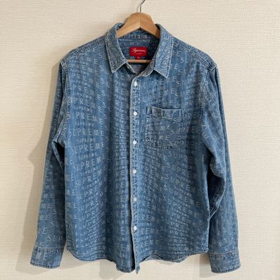 Supreme Warp Jacquard Logos Denim Shirt "Blue"