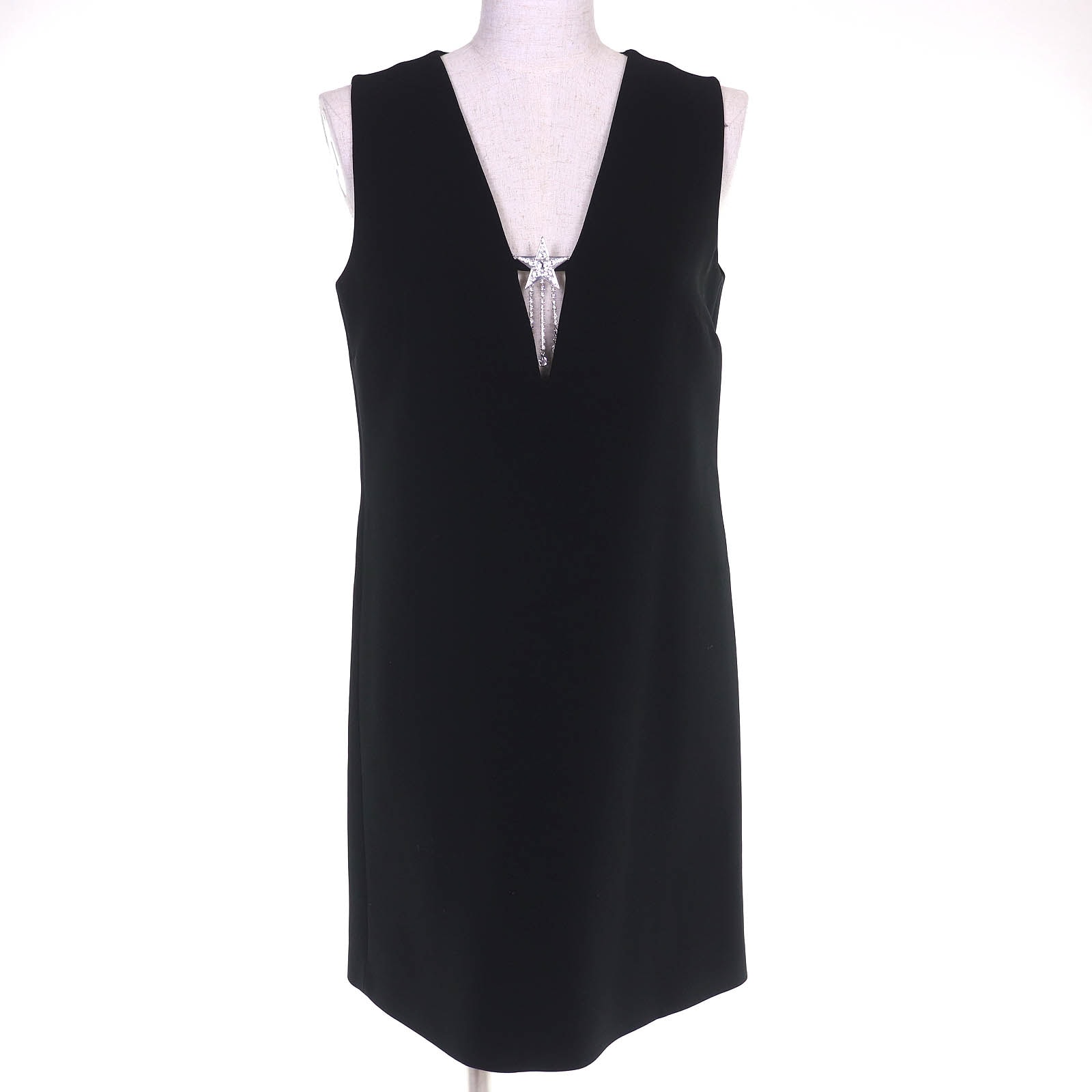 極美品 ミュウミュウ 星ビジュー ノースリーブワンピース 黒 40 MF3152