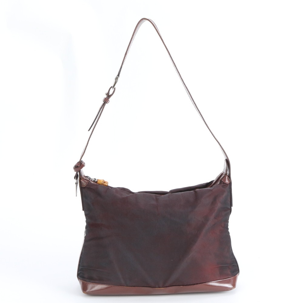 グッチ バンブー 001 8702 ショルダーバッグ レザー×ナイロン