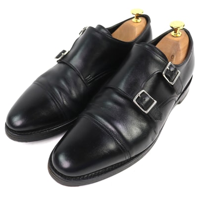 良品 ジョンロブ ダブルモンクストラップ レザーシューズ ウィリアム 7.5 黒