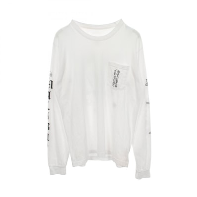 クロムハーツ CHROME HEARTS マリブ限定 ホースシュー バックプリント ポケット付き 長袖Tシャツ 衣料品 トップス コットン メンズ ホワイト系 【中古】