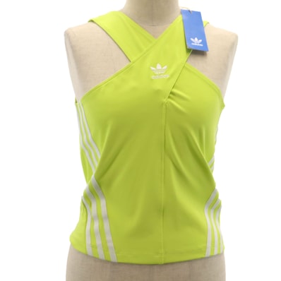 adidas アディダス 未使用 トレフォイルロゴ クロス タンクトップ XL イエロー ストレッチ タグ付き