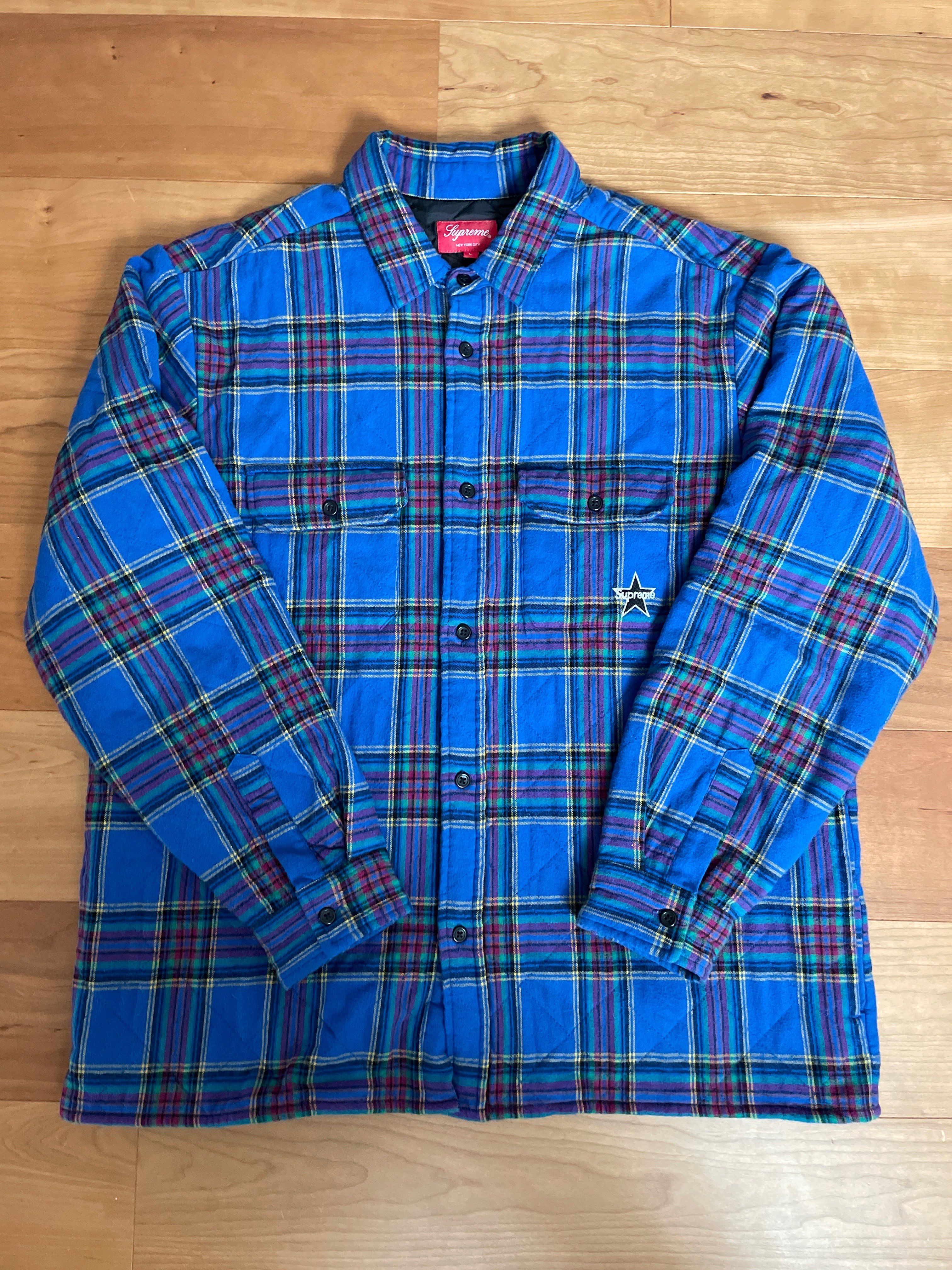 Supreme Quilted Plaid Flannel Shirt "Dusty Royal"